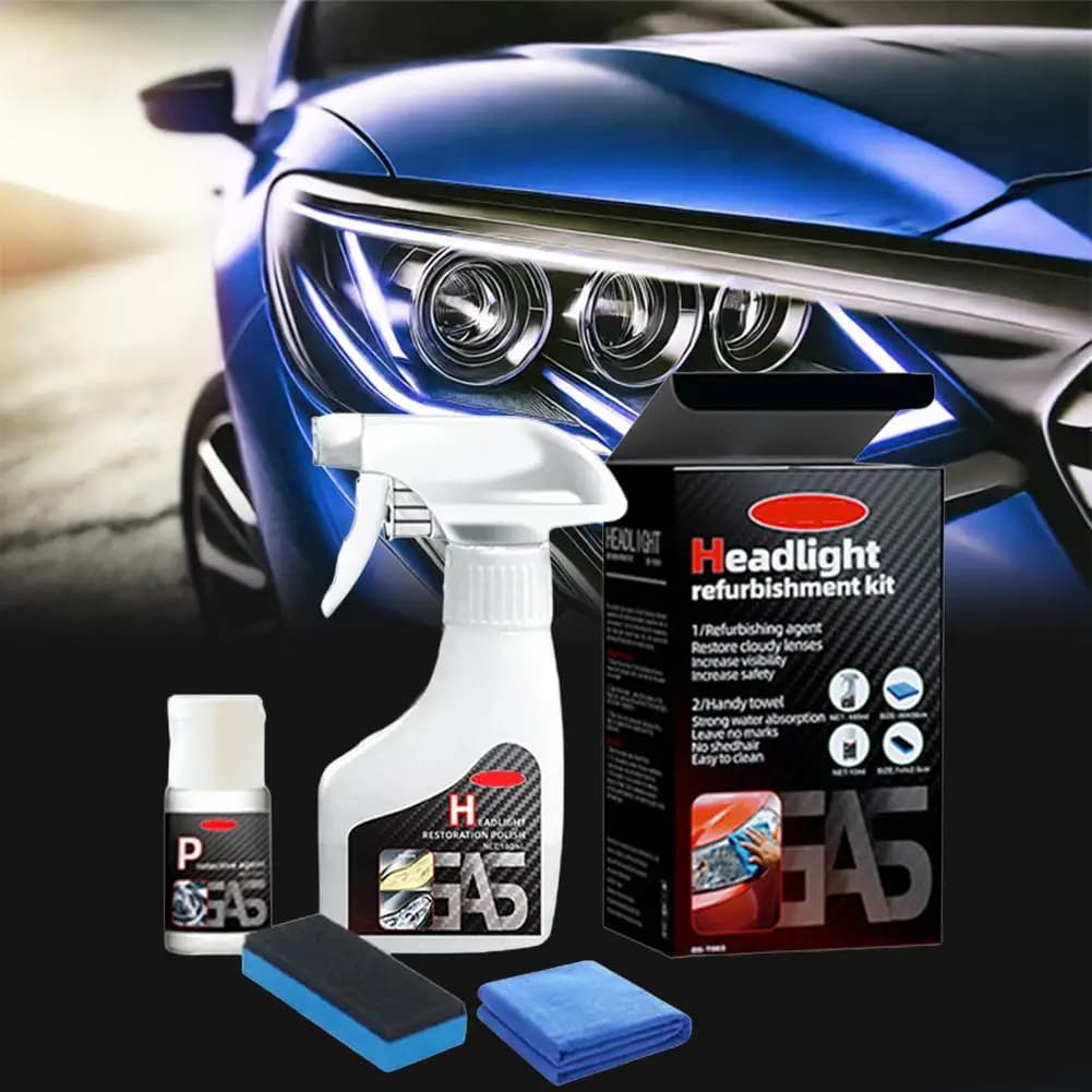 Kit di lucidatura per restauro fari per auto con kit di riparazione fari in tessuto spugna Lucidatore per luci per auto Cura della vernice per auto Agente di ristrutturazione