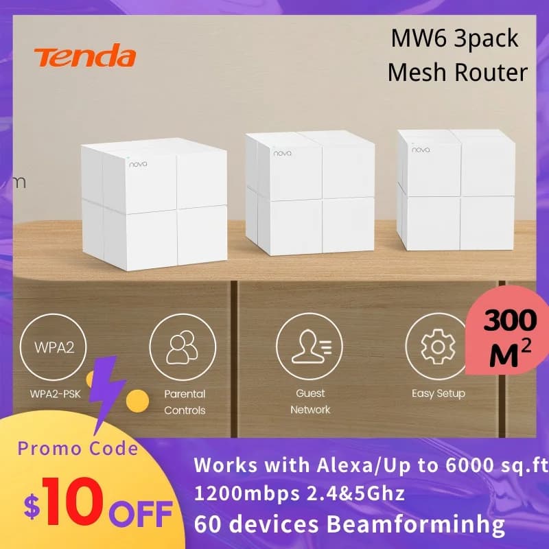 Tenda MW6 AC1200 Router WiFi Mesh Router Gigabit 2.4 e 5Ghz Router Tenda Mesh Dual band WIFI range Extender Copertura fino a 300m2