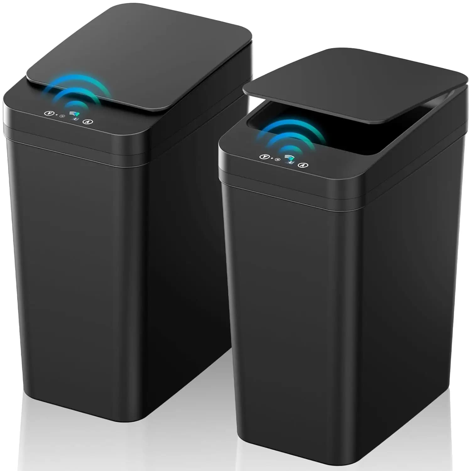 Set of 2 Waste bins with Contactless Movement Sensor, 8.3 Liters Automatic Slitting Board with Bath Cover, Office, Bedroom