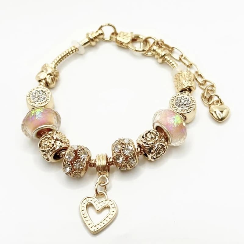 Braccialetto a catena con ciondolo a forma di cuore con strass in lega Color oro di moda di lusso per le donne coppia regalo di gioielli da indossare ogni giorno
