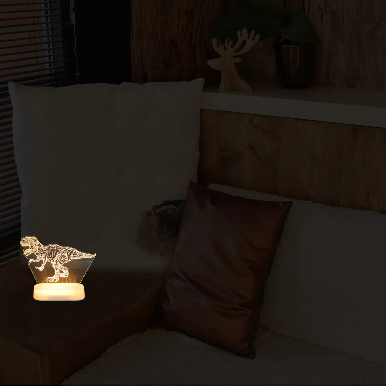 Lampada Notturna Dinosauro 3D LED, Luce da Comodino Portatile per Bambini, Decorazione per Cameretta, Piccola Lampada da Tavolo Verde a Forma di Dinosauro