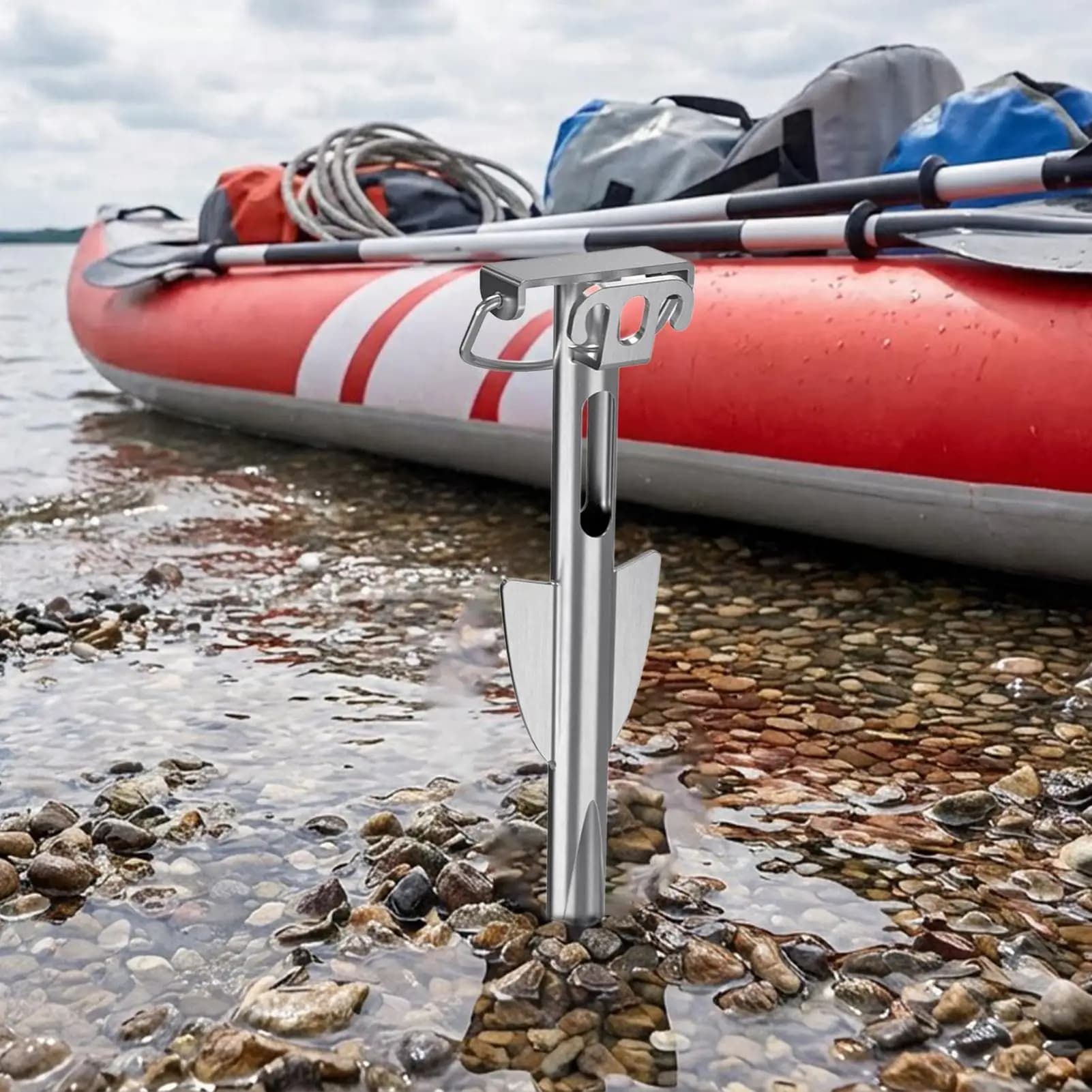Ancore per Acque Basse in Acciaio Inossidabile, Ancore Pesanti per Sabbia per Kayak, Paddleboard, Gommone, Zattera, Pontone, Tenda da Riva