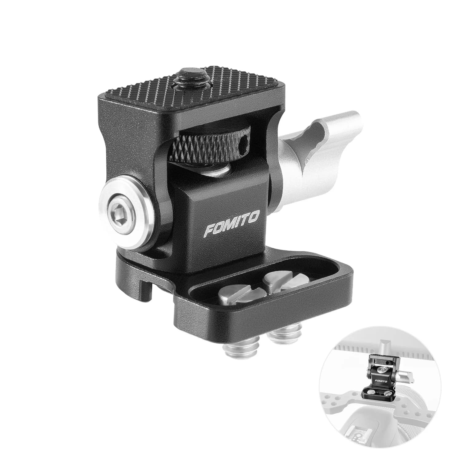 FOMITO Upgrade Mini testa per treppiede Supporto per monitor girevole a 360 gradi leggero per supporto monopiede per telefono con fotocamera DSLR