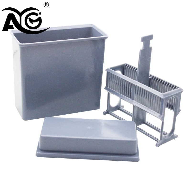 AG 24 pz Colorazione per vetrini per microscopio Supporto per stoccaggio da laboratorio Porta vetrini per microscopio da laboratorio Supporto in plastica riutilizzabile compatto