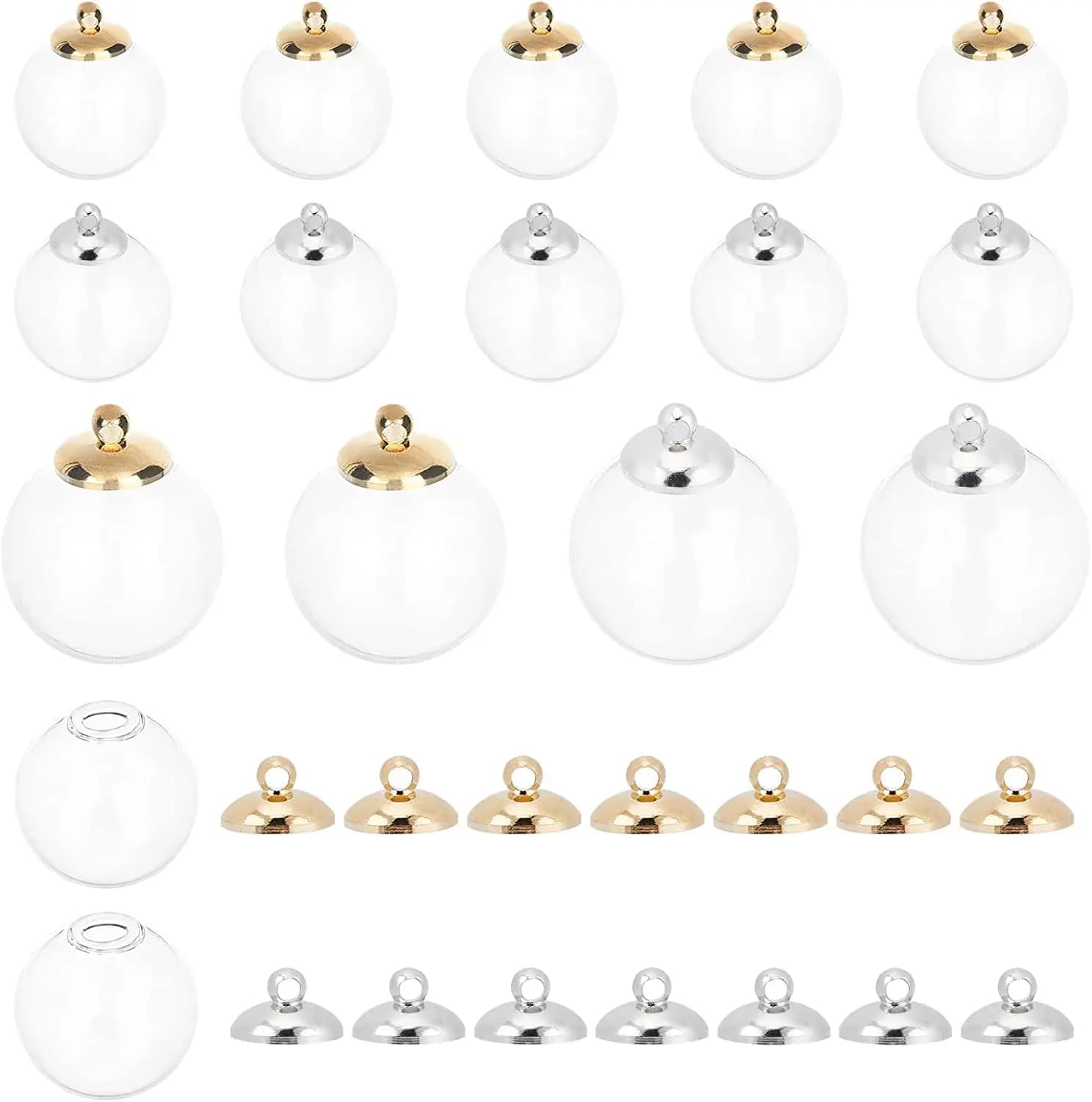 40 Pezzi Mini Bottiglie in Vetro a Sfera, Sfere dei Desideri, Bottiglie Artigianali in Cristallo a Forma di Pianeta per Resina UV, Ciondoli a Dado, Creazione di Orecchini