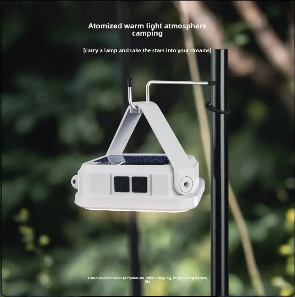 Emergency lighting Solar camping lamp Portable outdoor curtain Rechargeable LED suspension lamp SMD with digital display