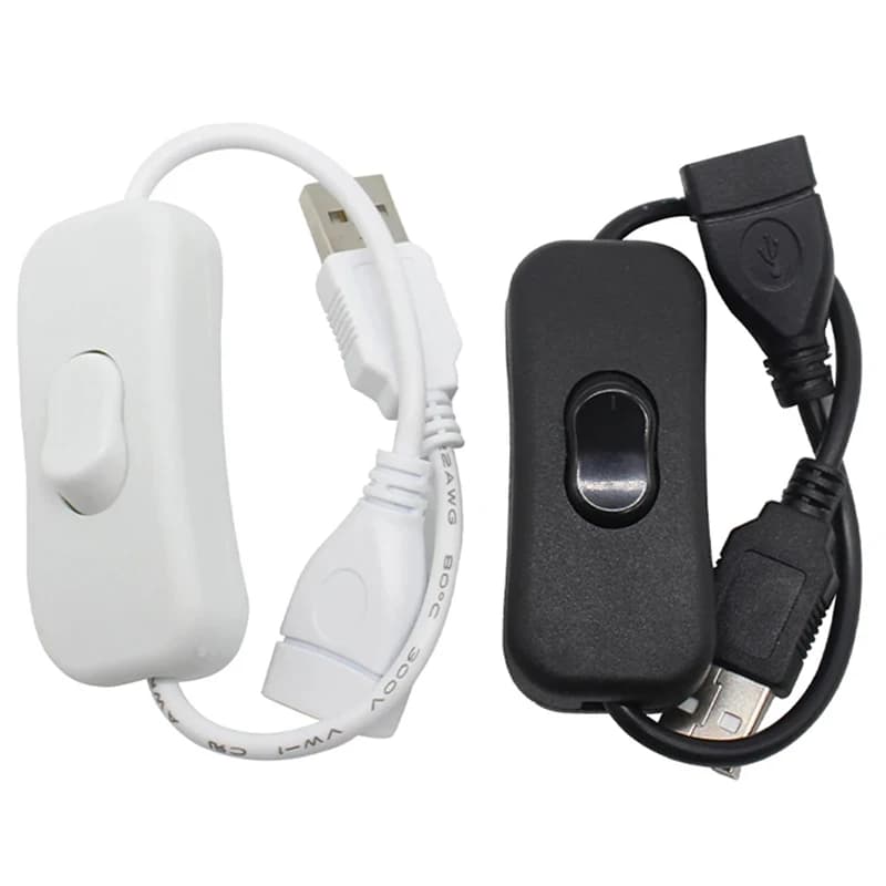 Cavo di prolunga per interruttore USB da 28 cm Supporto per trasmissione dati e alimentatore con interruttore di accensione/spegnimento per strisce LED, dispositivi USB