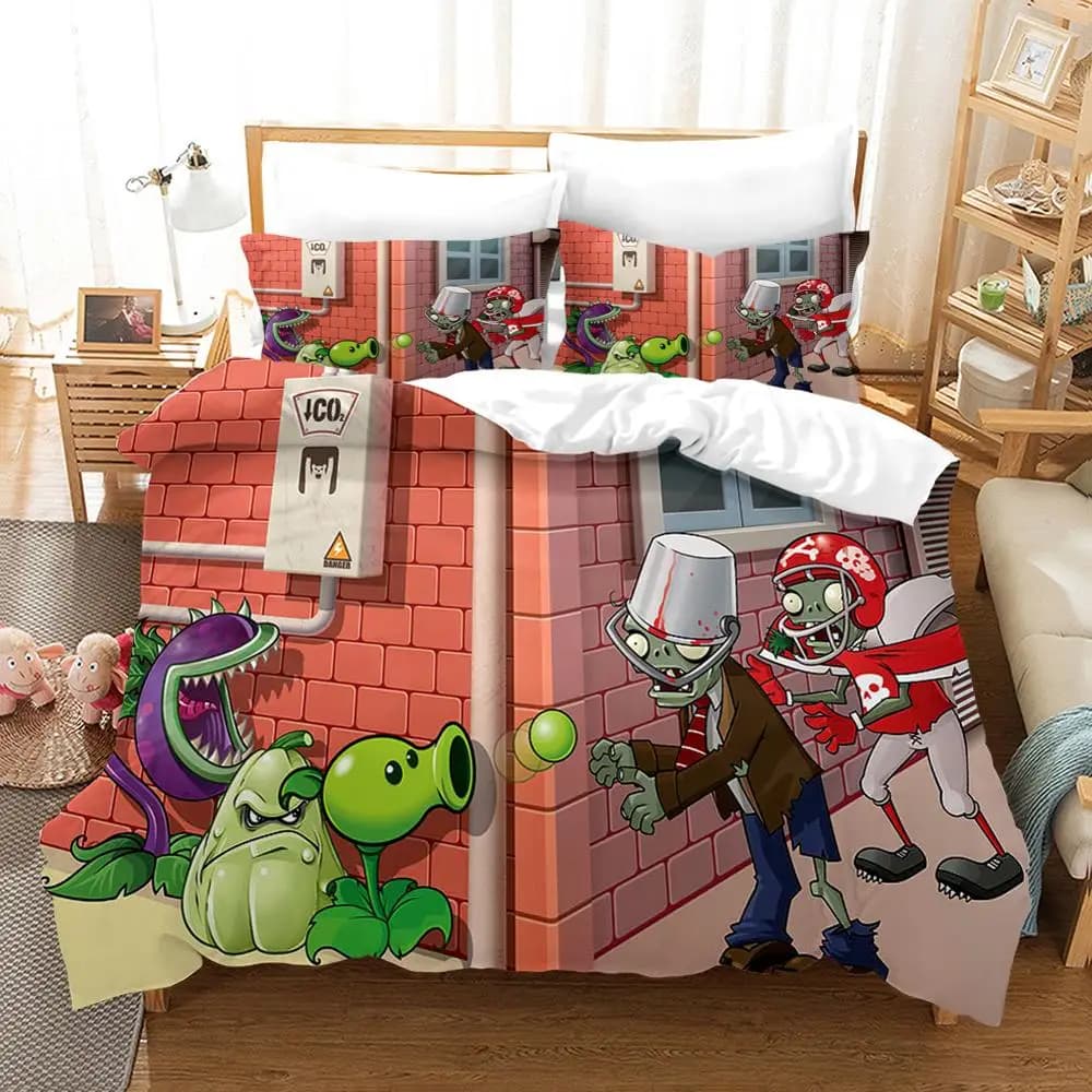 3D Stampato Pianta Zombie Set di biancheria da letto Ragazzi Ragazze Twin Queen Size Copripiumino Federa Letto Bambini Moda per adulti Tessili per la casa