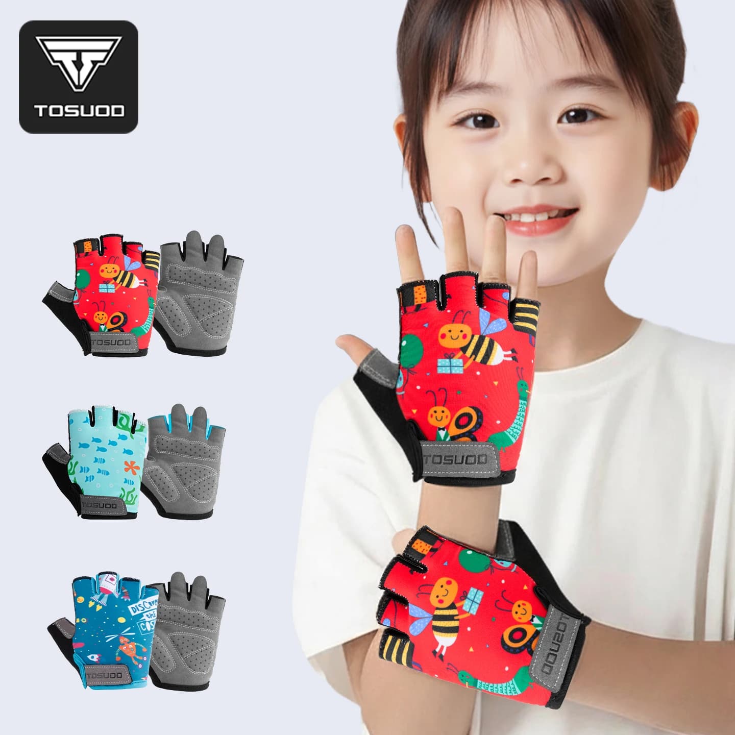 TOSUOD Children's fingers-free gloves Silicone fingers-free anti-slip gloves with palm-free gloves for breathable children Cycling gloves for outdoor sports