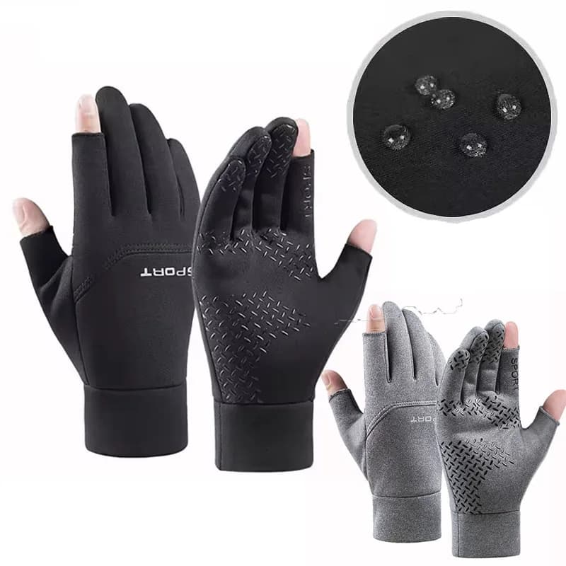 Men's Waterproof Winter Fishing Gloves Hot Women's Anti-slip Cycling Gloves for Outdoor Sports Two-tip Touch Screen Gloves