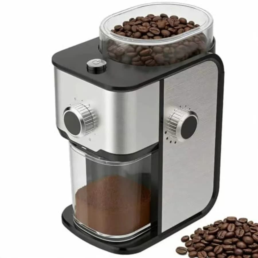 Macinacaffè Elettrico con Macine Piatte, Macinacaffè Regolabile per Uso Domestico, Macinacaffè Compatto con 14 Impostazioni di Macinatura