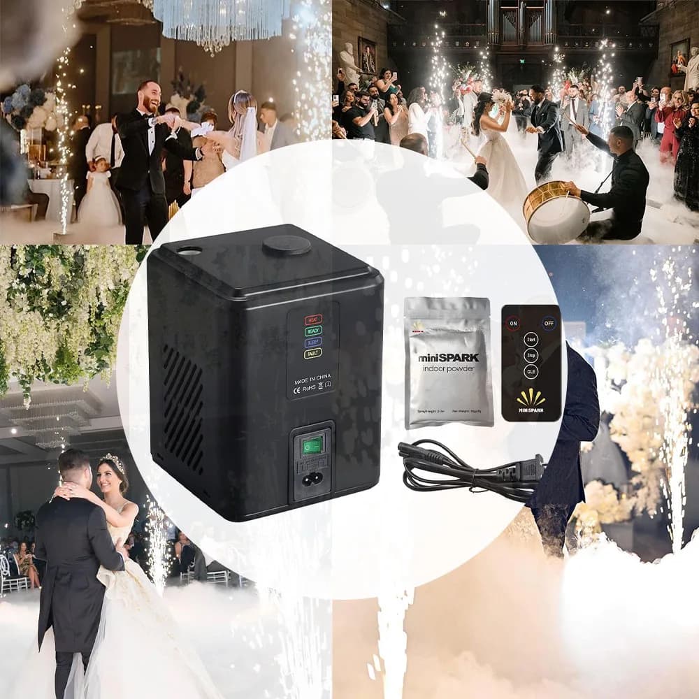 350W Scintilla fredda Mini fuochi d'artificio Macchina per effetti scenici Telecomando Fontana verso l'alto 3 metri Attrezzatura per DJ Nuovo dispositivo per il matrimonio