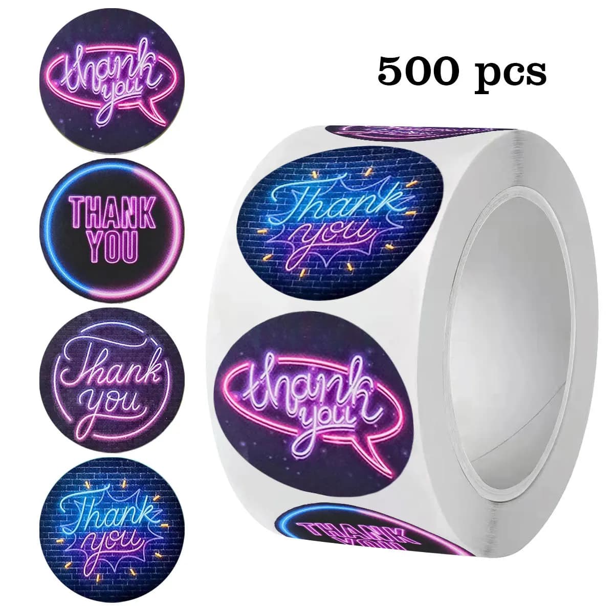 500 Pezzi Adesivi Neon 'Grazie' da 1 Pollice, Etichette Rotonde Autoadesive per Forniture per Feste, Buste, Biglietti di Auguri, Sacchetti Regalo, Regali