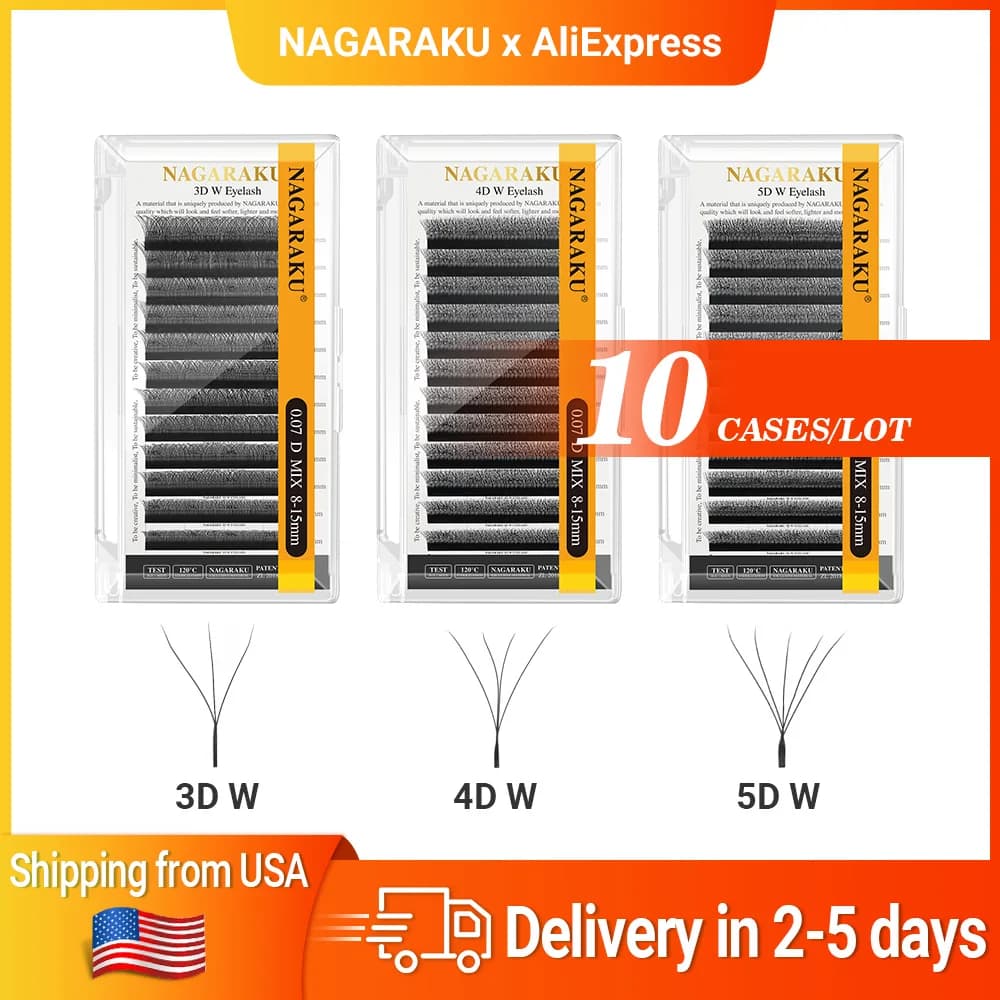 NAGARAKU Shipping from United States 10 W 3D 4D Cases 5D Eyelash Fast Shipping with Free Tax Delivery 2-5 Days Mix8-15mm Size
