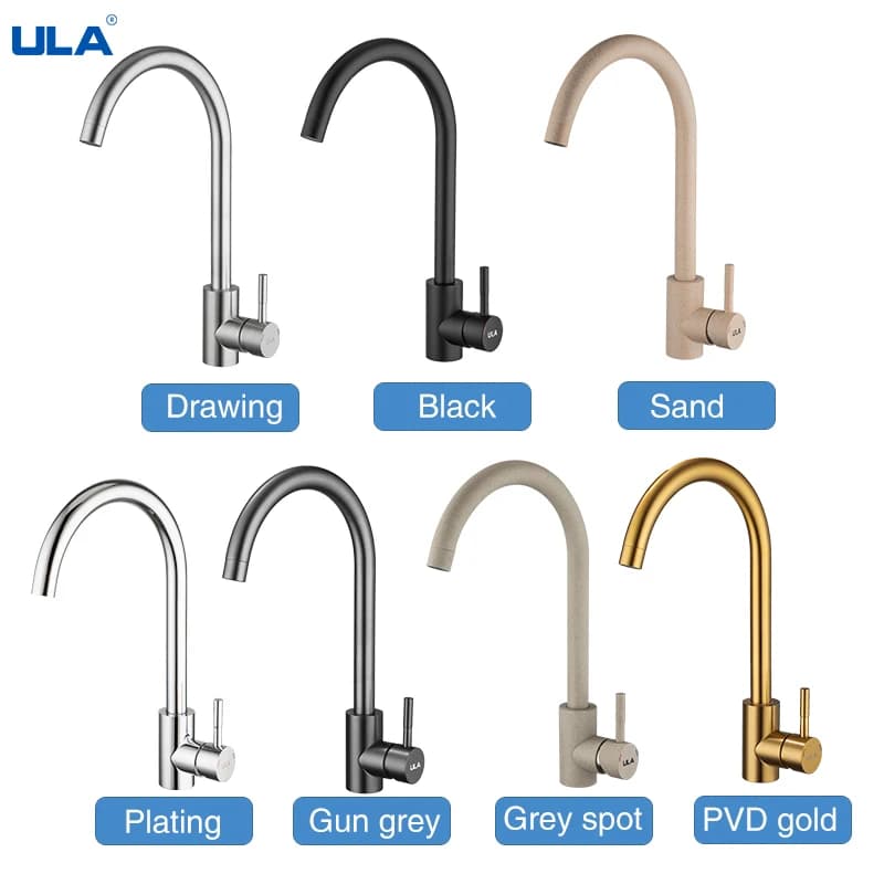 ULA stainless steel kitchen faucet Kitchen sink mixer with 360 rotation Hot and cold water Chrome black gold sink mixer Torneira