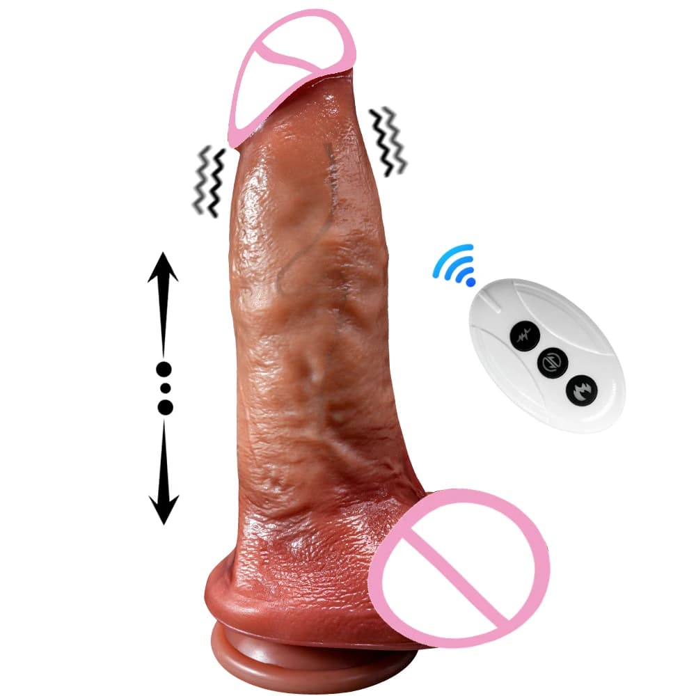 Vibratore Dildo Realistico Telescopico Wireless Grande e Morbido con Riscaldamento per Donne e Uomini, Stimolatore Punto G, Vaginale e Anale, Giocattolo Sessuale