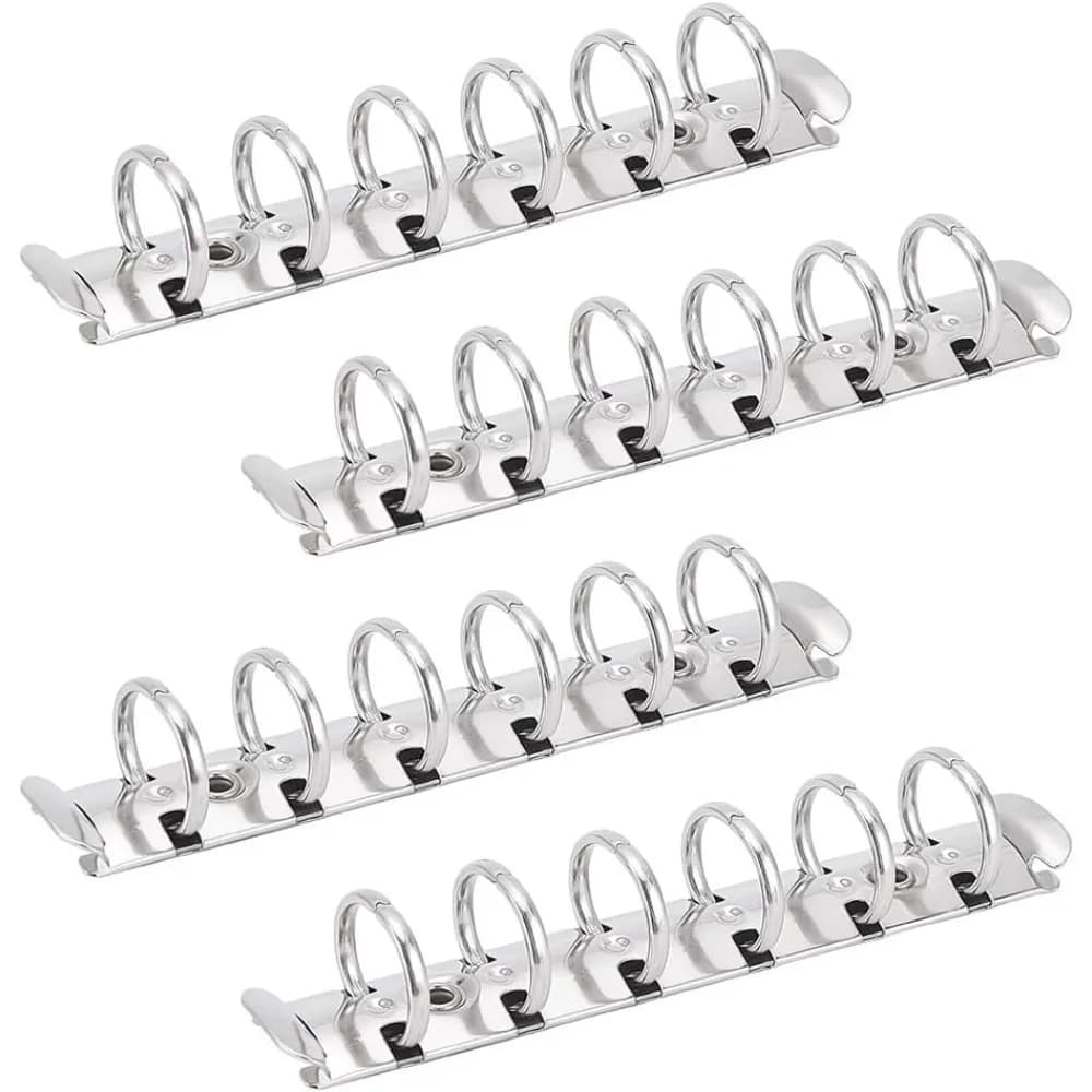 Kit di sostituzione del meccanismo raccoglitore ad anelli A7 da 4 pezzi a 6 fori con viti Kit meccanismo raccoglitore a fogli mobili in metallo color acciaio inossidabile
