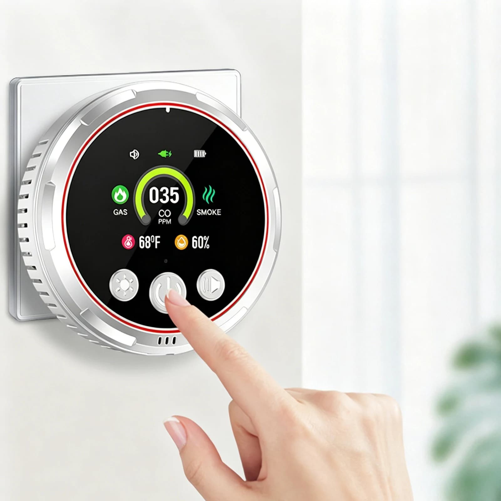 5 In 1 Carbon Monoxide Plug In Detector with Magnetic Base Mini Air Quality Monitor Large Display For Indoor Home Kitchen Use