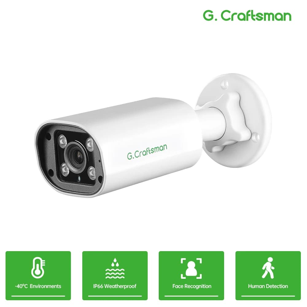 Telecamera IP POE C GC PB 4MP, Microfono Integrato, Rilevamento Movimento/Viso, ONVIF, Sicurezza CCTV IR, Sorveglianza, Casa/Azienda