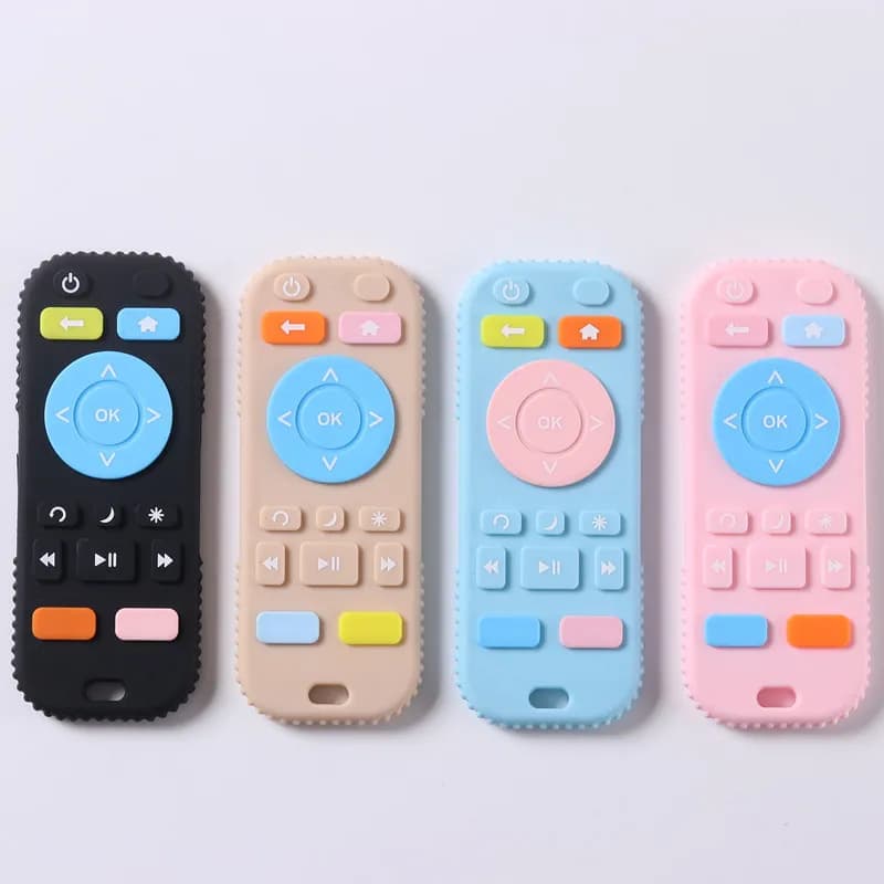 Massaggiagengive con telecomando in silicone per bambini, bastoncino per dentizione a mano anti-mangiare, giocattoli lenitivi per morso dei cartoni animati