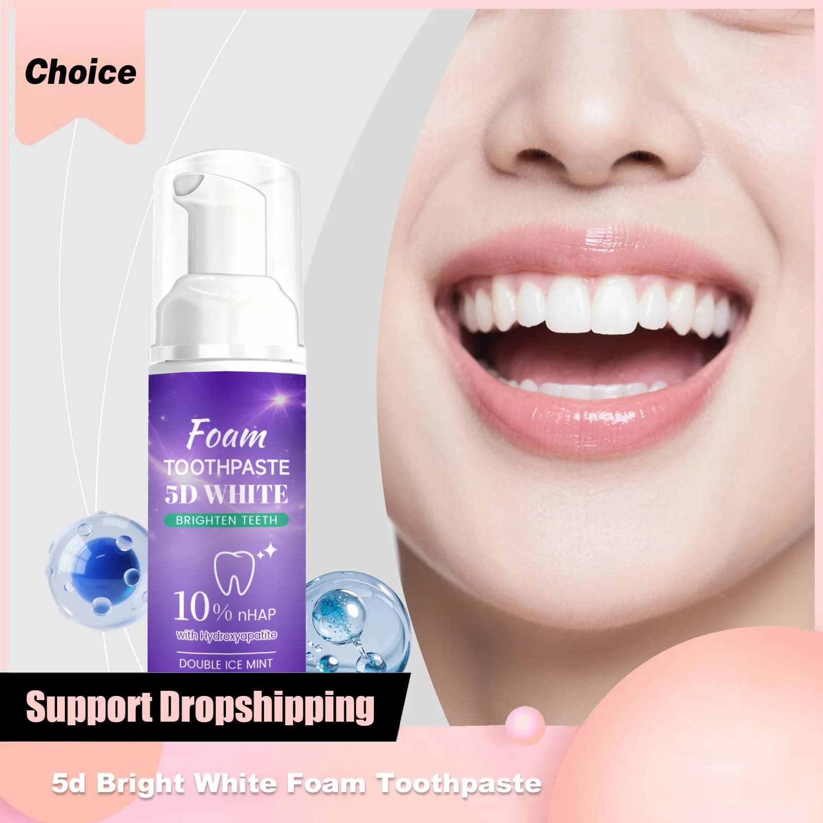 5d White Luminous Foam Dentifricio Alito Fresco Tooth Whitening Remove Macchia Idroxyapatite Menta Cleanup Products For Tooth Care