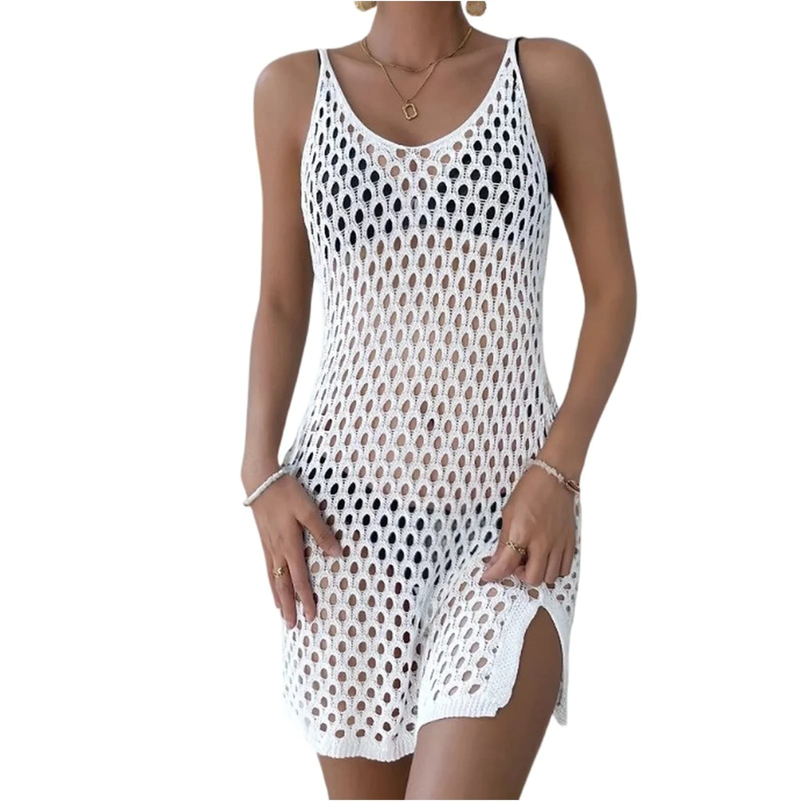 Sexy empty beach cover, women's solid swimsuit, crochet mesh swimsuit, holiday dresses