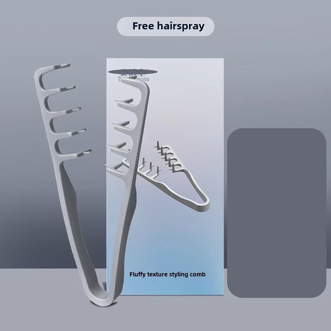 Men's wide tooth volumizing comb, ABS plastic with textured handle, ideal for all hair types, perfect for home use