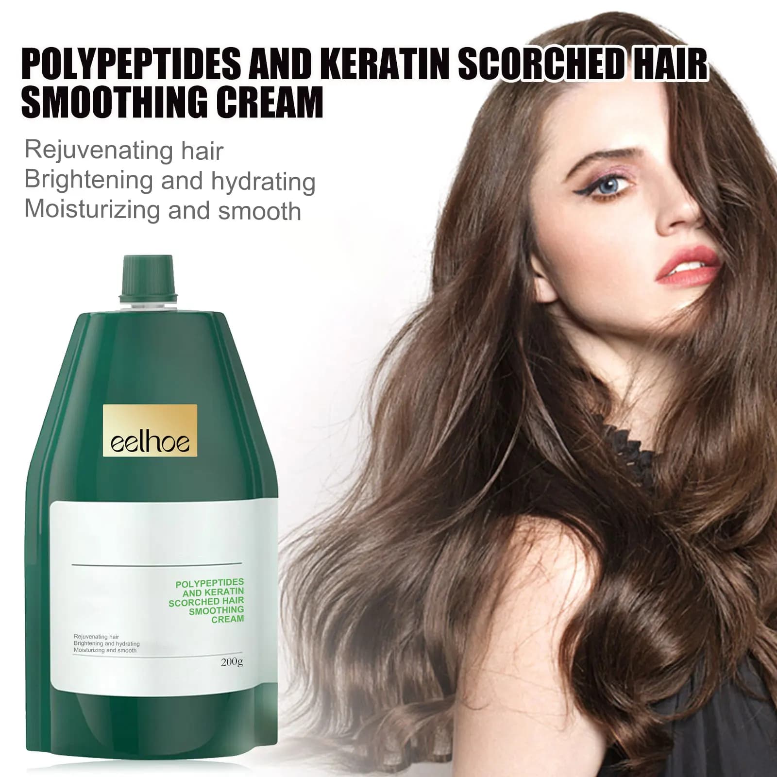 Maschera per Capelli alla Cheratina, Crema Riparatrice per Capelli Danneggiati, Anti-Crespo, Nutriente, Riduce il Crespo, Aggiunge Lucentezza, Trattamento Lisciante per Capelli