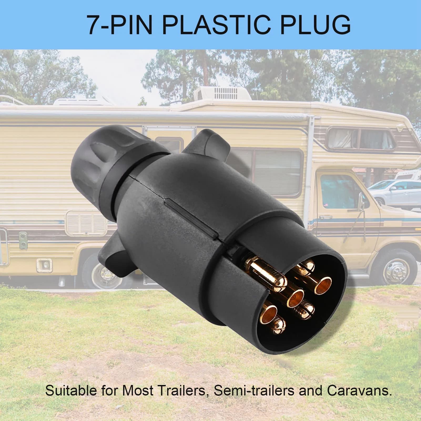 12V 7 Pin Electric Trailer Plug N Type Plastic 7 pole Wiring Connector Adapter Black Trailer Plug Connector 7 Pin Trailer Plug