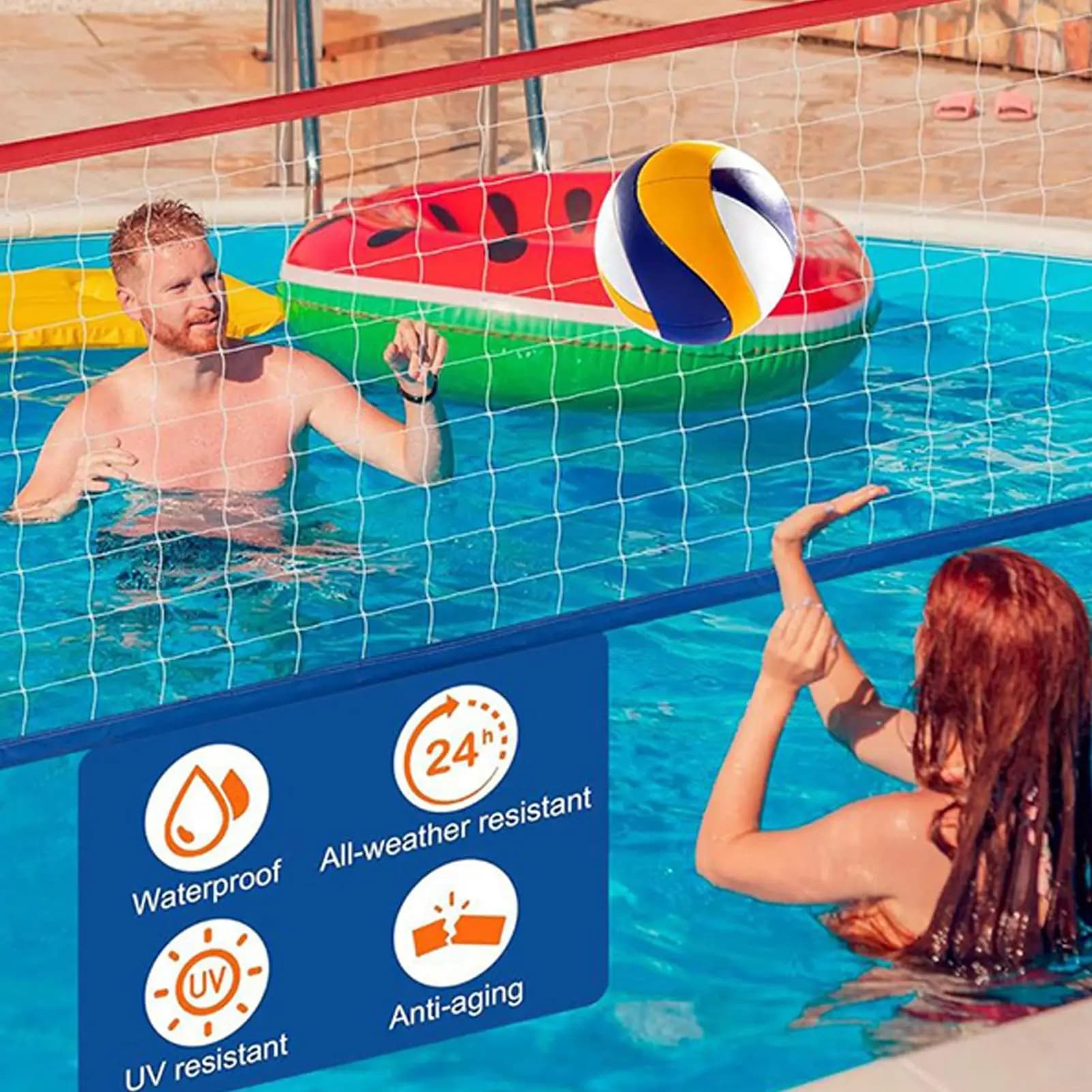 Rete da pallavolo per piscina 15x3Ft Rete da pallavolo per piscina portatile per parti di ricambio impermeabili interrate per badminton tennis all'aperto
