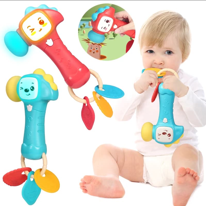 0-12M Del Bambino Musicale Può morso martello Giocattoli Neonato Morbido Massaggiagengive Sonagli Giocattolo Educativo Mobile Lenitivo Musica Vocale Sonagli Giocattoli
