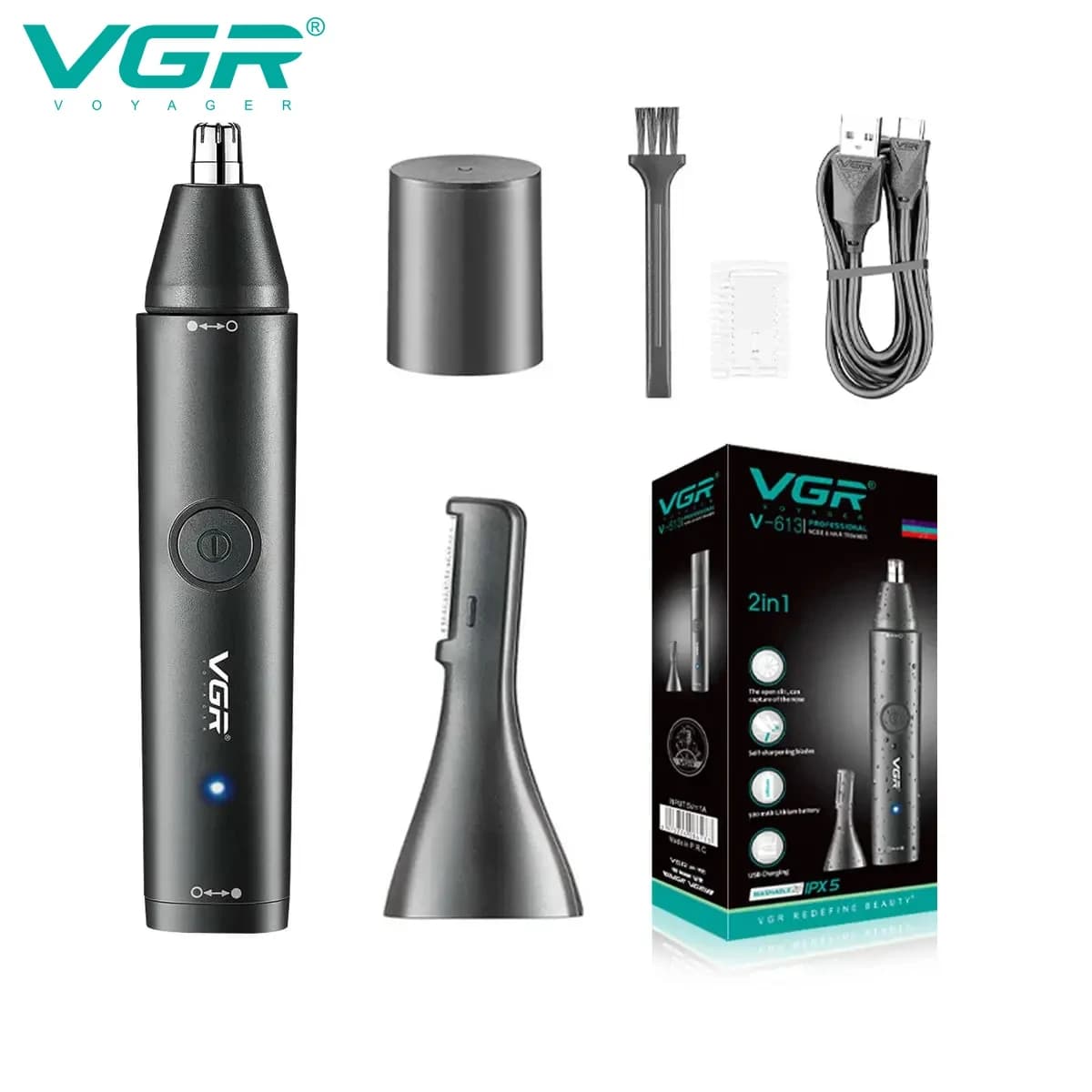 VGR 613 USB2-in-1 convenient set to cut hair, precision nose haircut, body privacy depilator, multifunctional home use