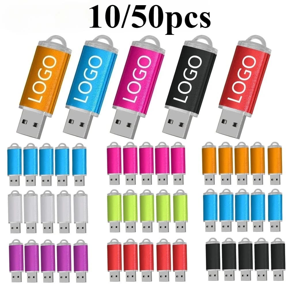 10/50PCS Colore USB Flash Drive Pen Drive 1GB 2GB 4GB 8GB 16GB Pendrive Memory Stick 32GB 64GB USB Stick Regalo LOGO personalizzato gratuito