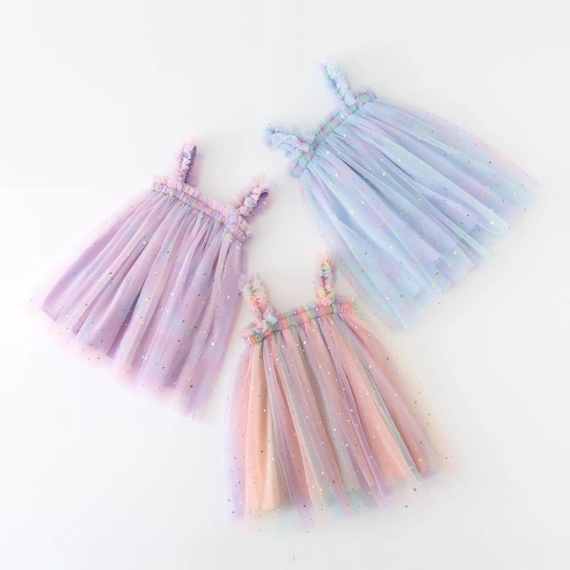 Canotta estiva abiti per bambini sling Toddler Girls gonna a rete senza maniche gonna soffice in garza arcobaleno 0-6 anni