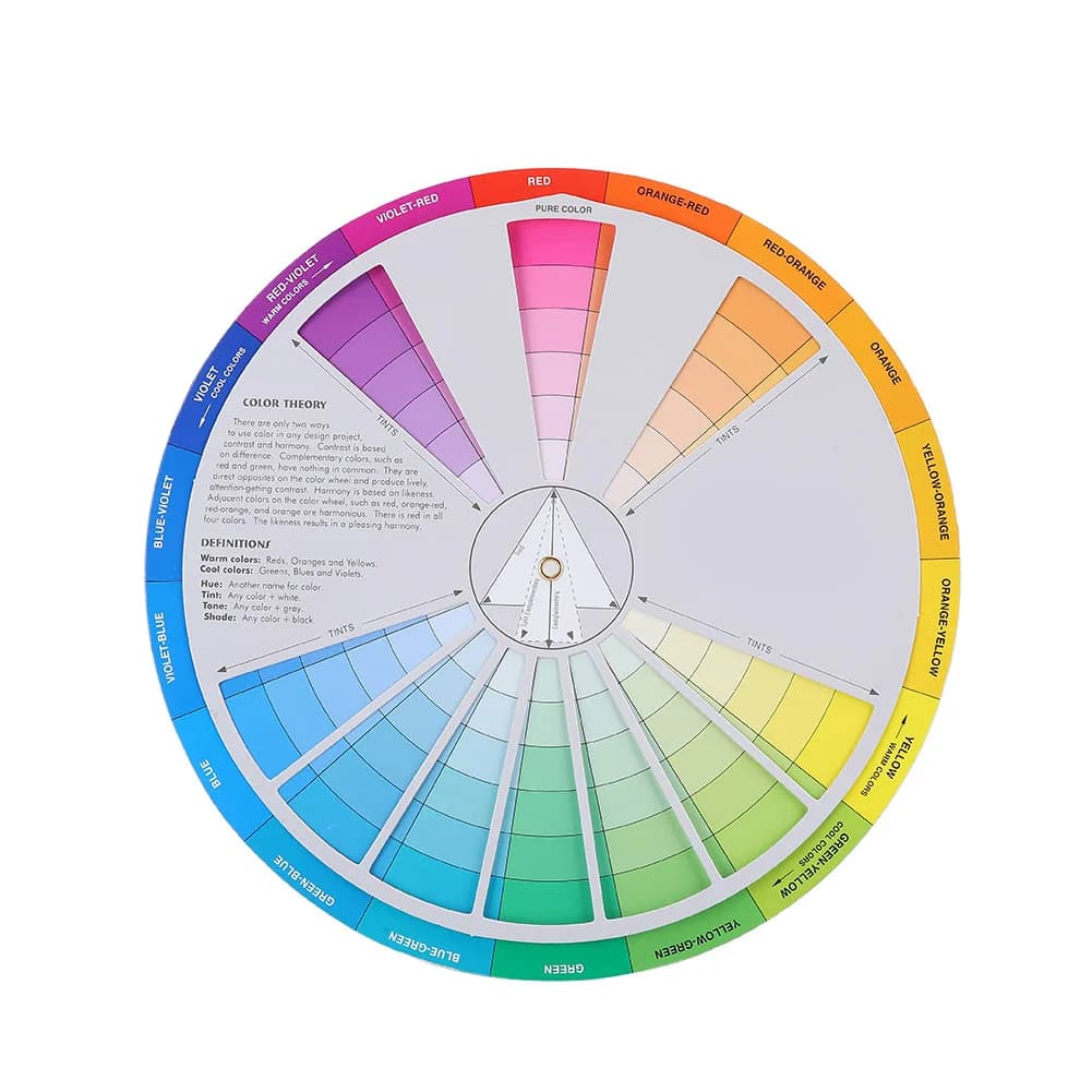 Tattoo Color Wheel Paper Card Pigment Color Wheel Mixing Guide Eyebrow Tattoo Accessory 23cm Dia for Tattoo Artists Beginner