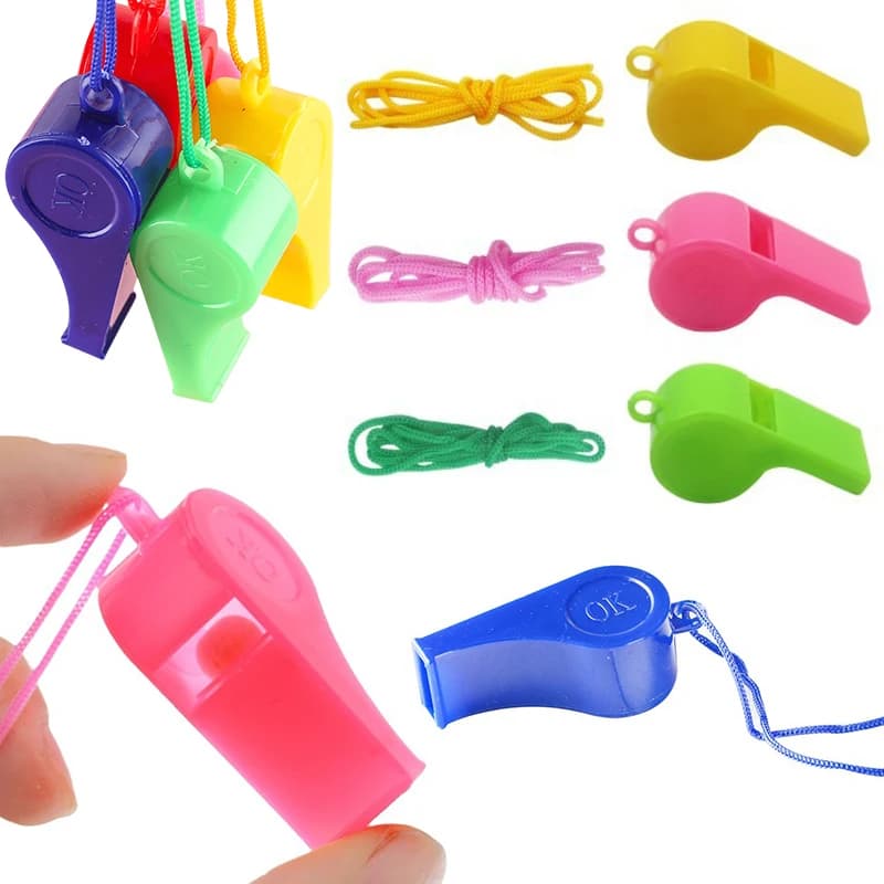 Confezione da 5/10/20 pezzi fischietti colorati mix casuale fischietti colorati con corda gioco sportivo incoraggiamento puntello festa souvenir regalo di carnevale ZYF