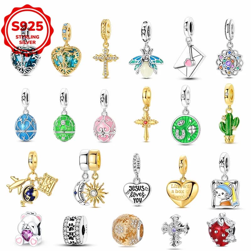 Ciondoli in argento 925 della serie Uova e Stelle Misteriose, adatti per braccialetti fai da te per ragazze, possono essere utilizzati come regalo di compleanno