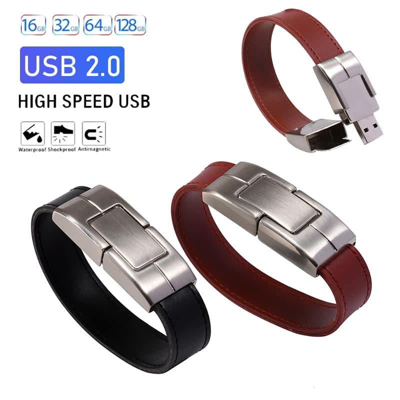 Chiavetta USB in pelle Chiavetta USB multifunzionale creativa per affari con fibbia magnetica Bracciale Memory Stick per chiavetta USB per laptop