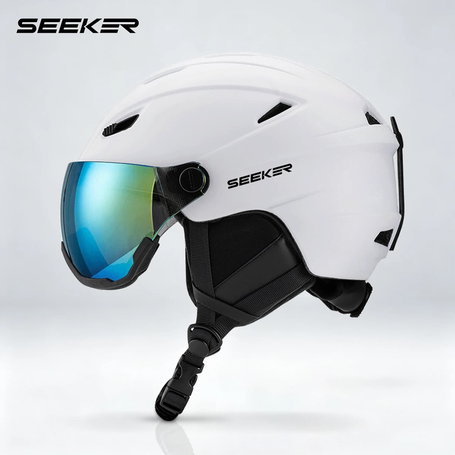 SEEKER Ski Helmet And Snow Goggles All-In-One Adult Unisex Winter Ski Skating Skateboard Single And Double BoardSkiSafety Helmet