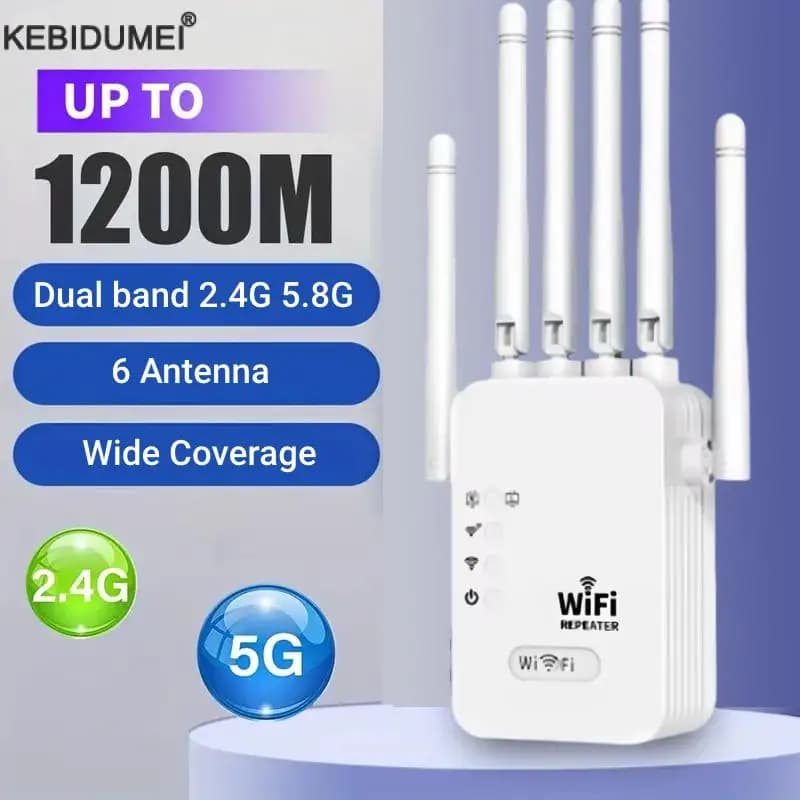 Ripetitore WiFi wireless 1200Mbps Router di segnale 2.4G 5.8G 802.11N Amplificatore WiFi wireless a lungo raggio Amplificatore WIFI Booster