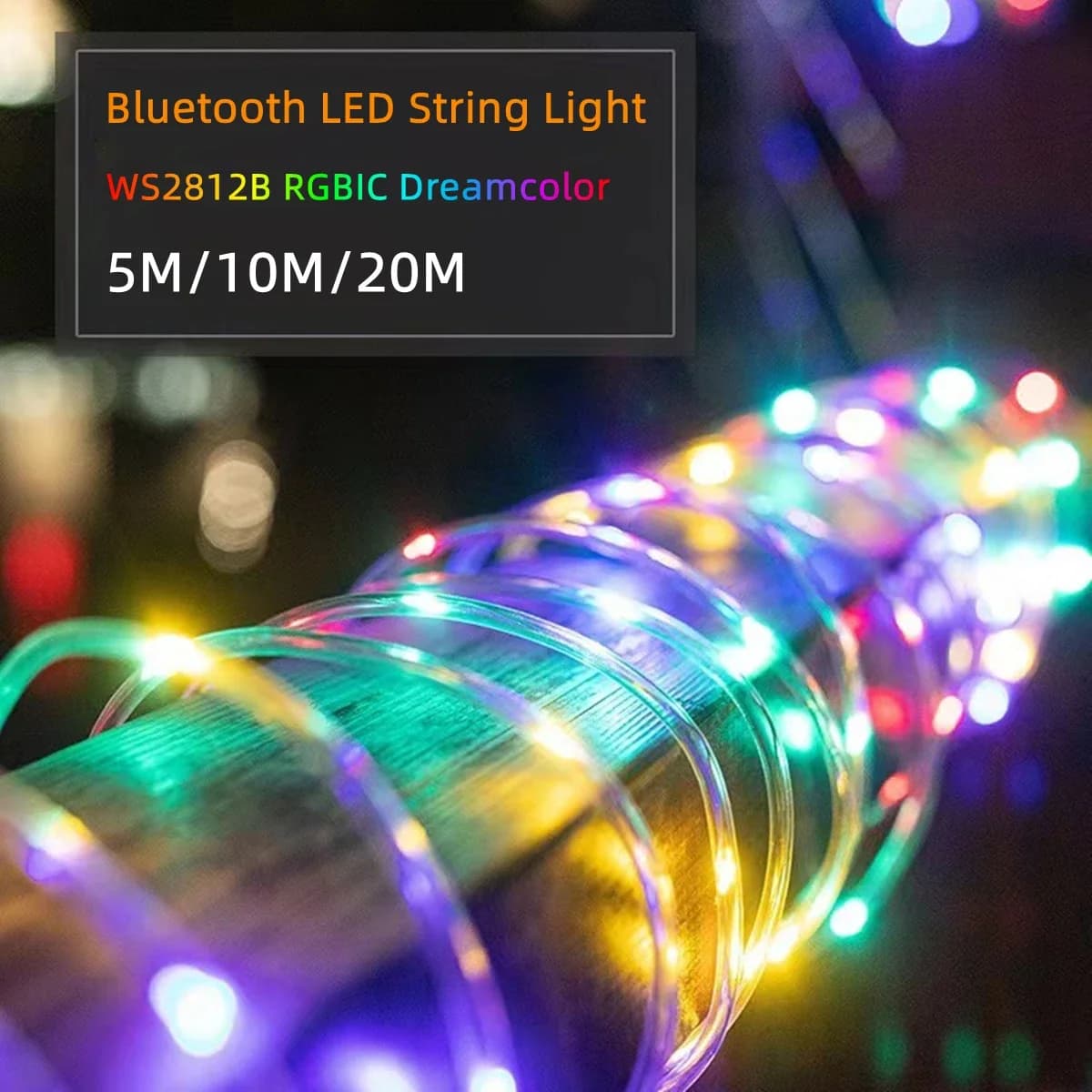 Cortile esterno Recinzione Finestre Decor Luci Stringa USB 5V RGB IC WS2812B 5M-20M Albero di Natale fai da te Corrimano Ornamento Ghirlanda