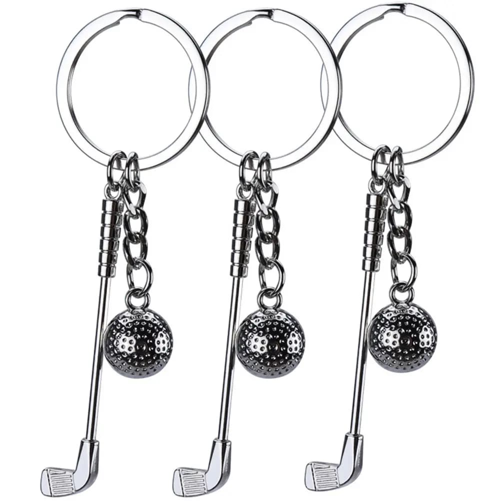 Portachiavi con pallina da golf, 3 pezzi, squisito, leggero, robusto, in metallo, a tema sportivo, ornamento da appendere per chiavi dell'auto, regali