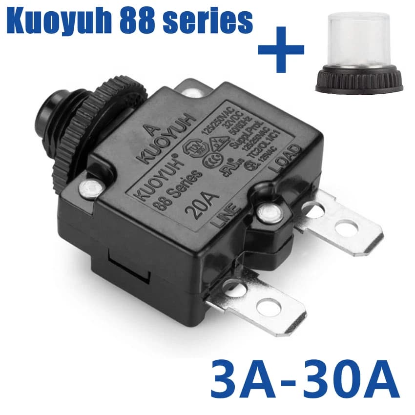 10 pcs Kuoyuh 88 series 3a 5A 8A 10A 12A 25A 30A protection switch from overload motor miniature switch with waterproof hood