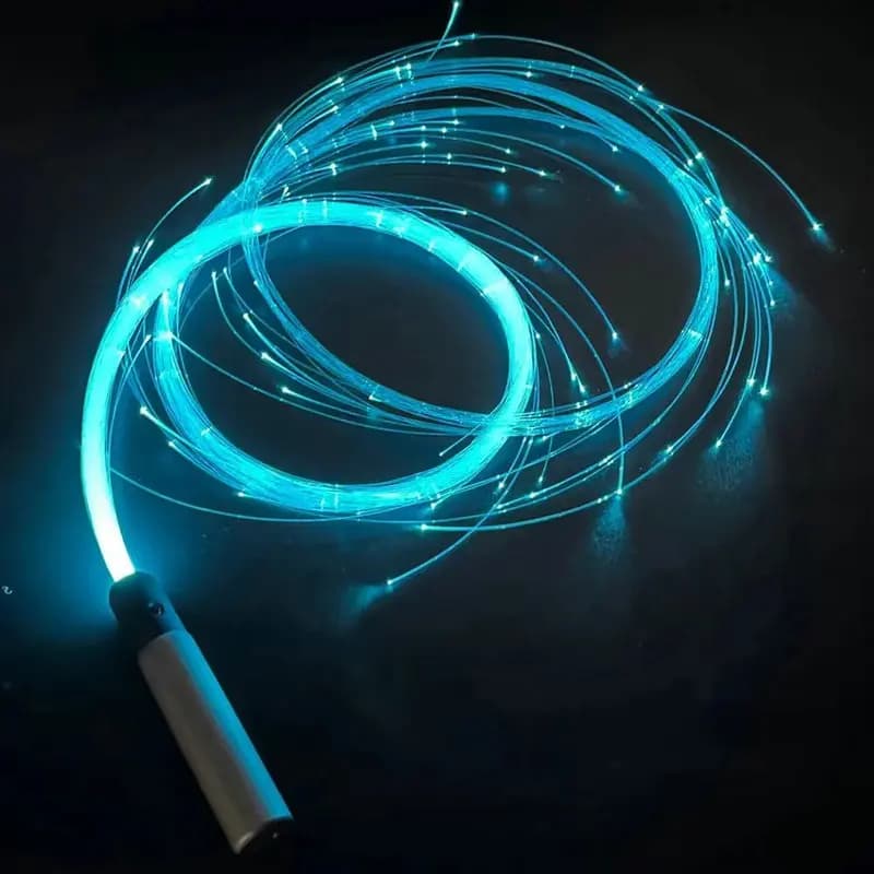 Frusta in fibra ottica LED ricaricabile tramite USB 360 ° Fruste ottiche girevoli Multicolor Discoteca RGB Danza Frusta luminosa Stringa di flusso scintillante