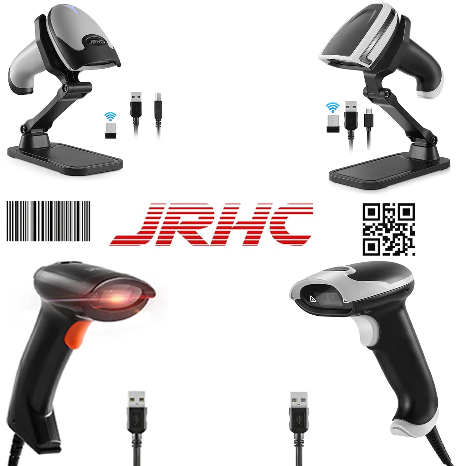 Scanner di codici a barre 2D portatile JRHC Scanner di codici QR USB cablato automatico 1D 2D e PDF417 Lettore di codici a barre a matrice dati Plug and Play