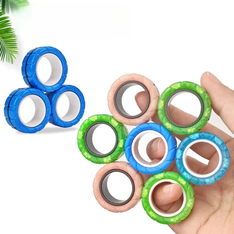 Anelli magnetici Fidget Spinners Giocattolo antistress per bambini Ansia per adulti Decompressione Agitarsi Giocattoli Sensoriali Cool Spinner Anelli Set