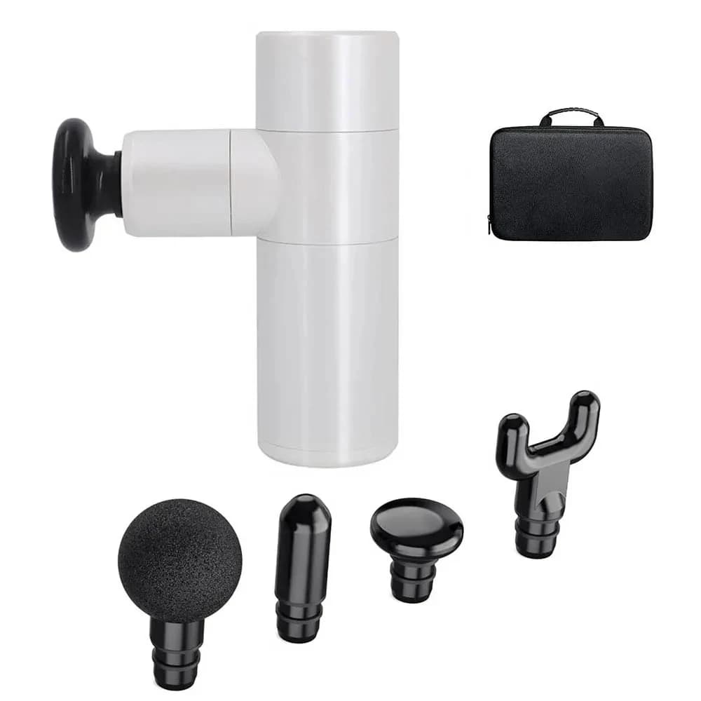 Mini Portable Deep Fabric Massage Gun 4 Speed Percussion Muscle Massage With 4 Heads Powerful Massage Gun For Super Silent Band