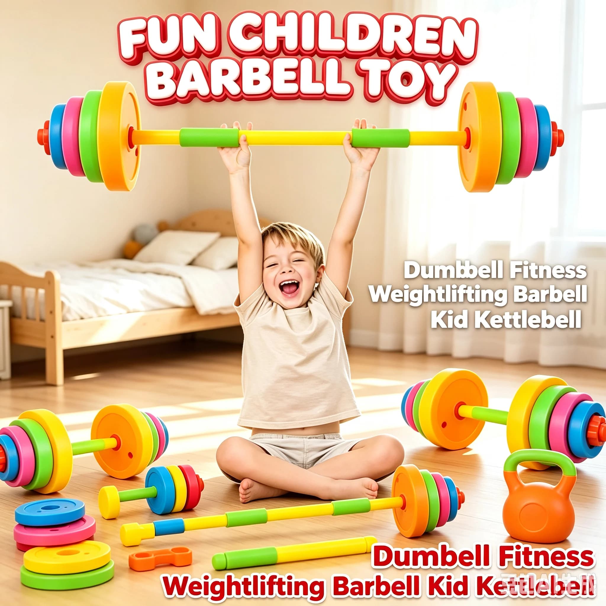 Dumbbell Fitness Weightlifting Barbell Kid Kettlebell Adjustable For Sport Toy Indoor Outdoor Children Fitness Equipment Plastic