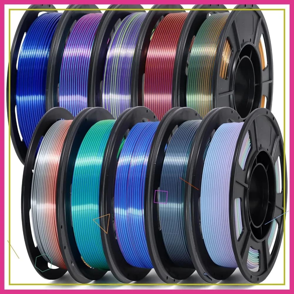 Filamento PLA Seta Arcobaleno 1.75mm, Confezione da 10x250g per Stampante 3D
