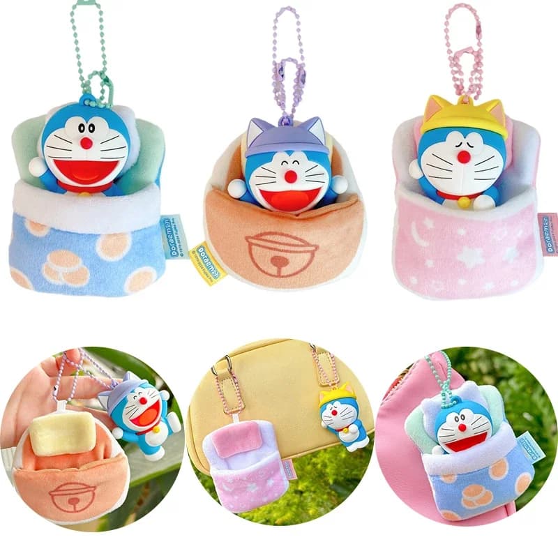 8 cm Doraemons Cartoon Cute Sacco a pelo Serie Ciondolo Portachiavi creativo Cartoon Anime Ciondolo Ragazza Decorazioni Forniture